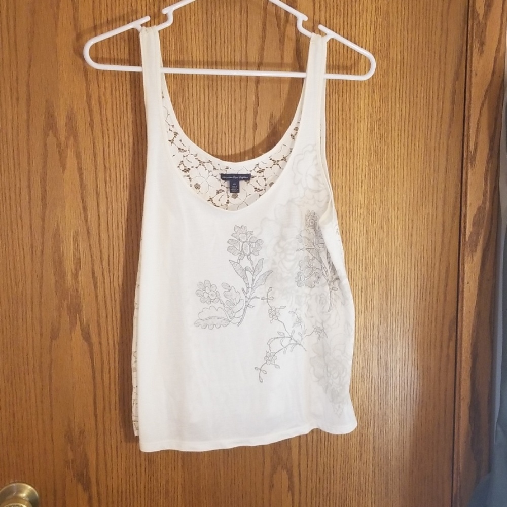 Off-white tank top with lace back
